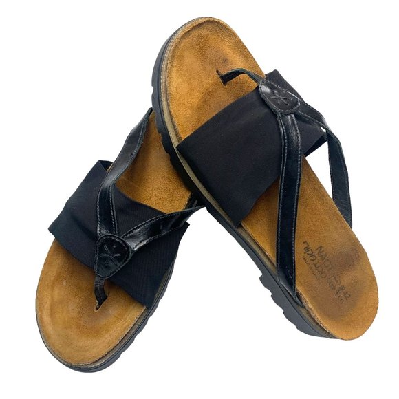 NAOT Orion Leather and Elastic Thong Slide Comfort Sandal Womens - Picture 10 of 12